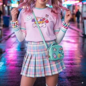 Vintage Charms Sweet Pops Candy Promo Tee – Pastel Pink (M)